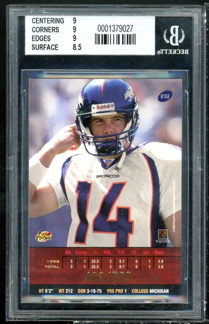 Brian Griese Card 1999 Playoff Prestige SSD Spectrum Green #158 BGS 9 Image 2