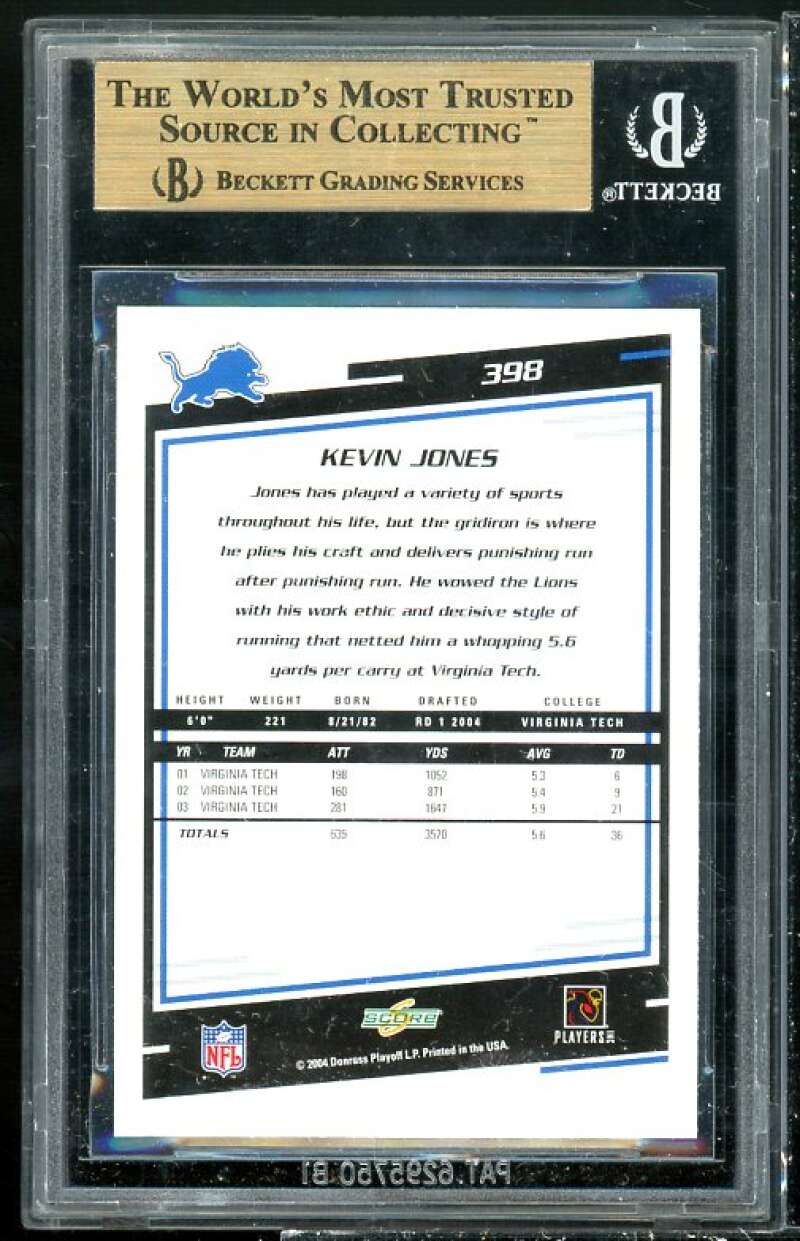 Kevin Jones Rookie Card 2004 Score #398 BGS 9.5 (9.5 9.5 9.5 9.5) Image 2