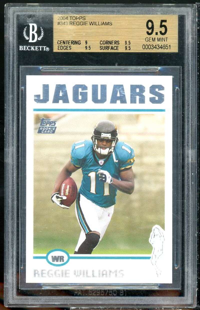 Reggie Williams Rookie Card 2004 Topps #343 BGS 9.5 (9 9.5 9.5 9.5) Image 1