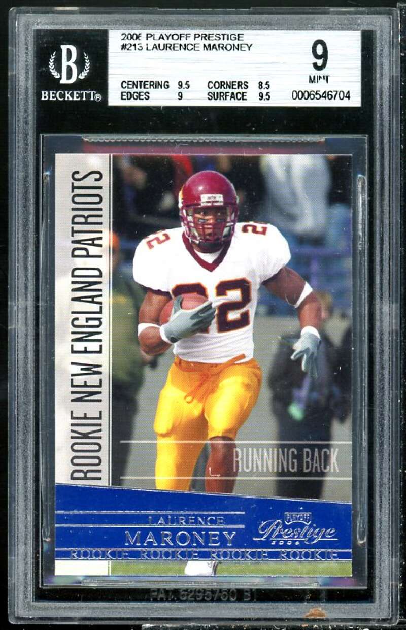 Laurence Maroney Rookie Card 2006 Playoff Prestige #213 BGS 9 (9.5 8.5 9 9.5) Image 1