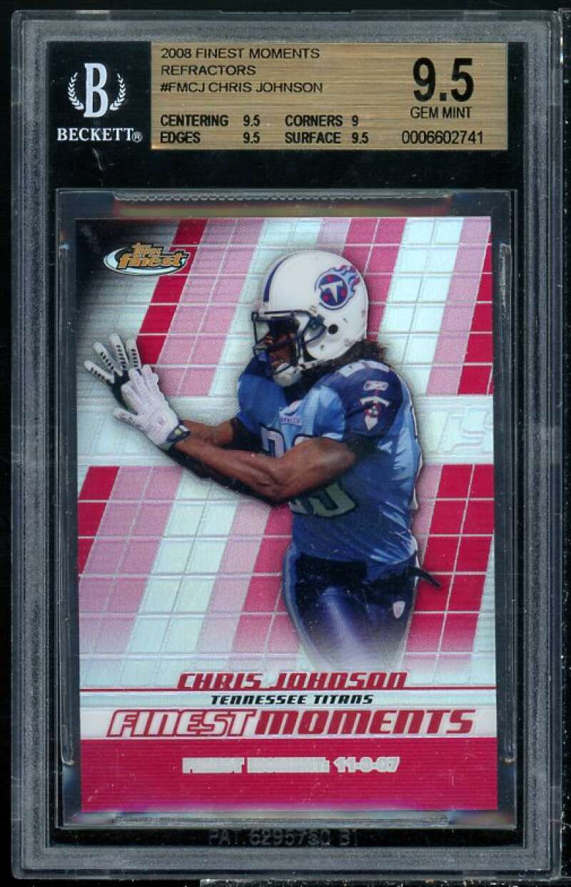 Chris Johnson Rookie Card 2008 Finest Moments Refractors #FMCJ BGS 9.5 Image 1