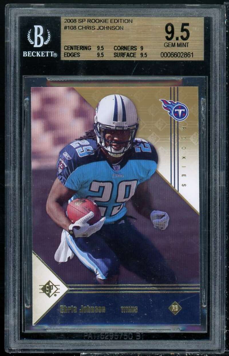 Chris Johnson Rookie Card 2008 SP Rookie Edition #108 BGS 9.5 (9.5 9 9.5 9.5) Image 1