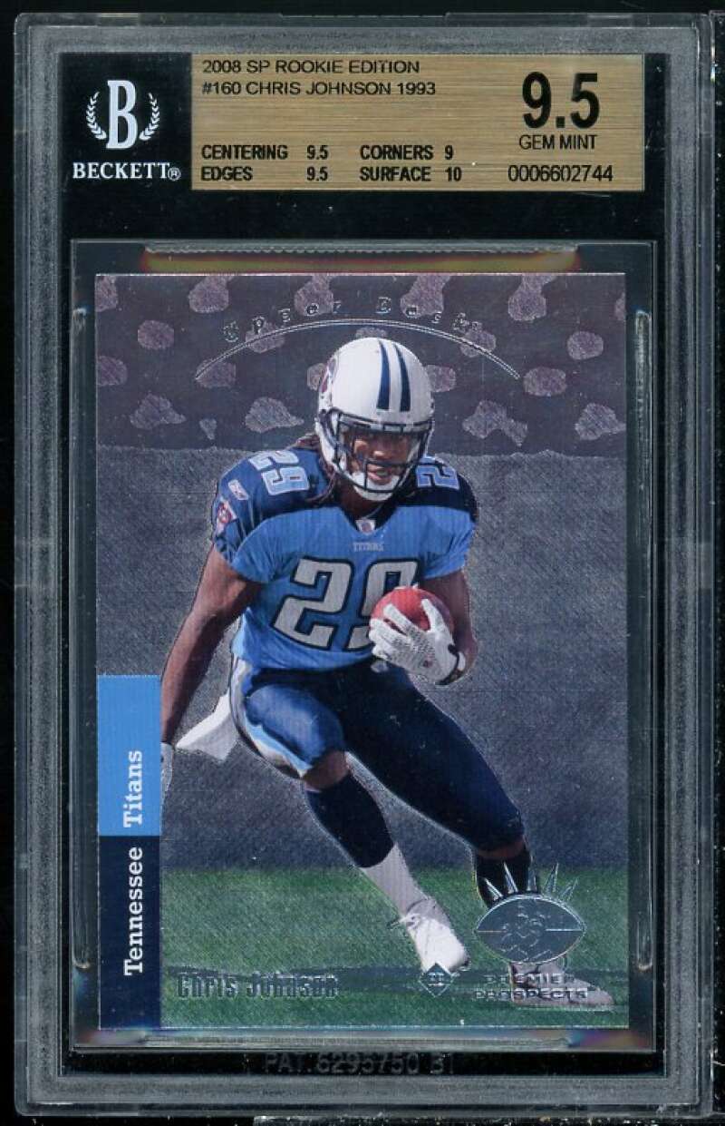 Chris Johnson Rookie 2008 SP Rookie Edition 1993 #160 BGS 9.5 (9.5 9 9.5 10) Image 1