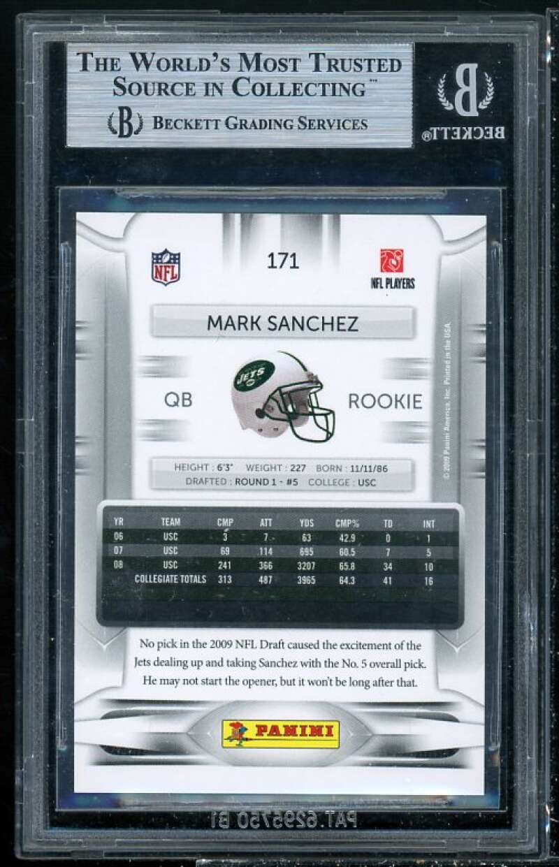 Mark Sanchez Rookie Card 2009 Playoff Prestige #171 BGS 9 (9.5 9 9 9.5) Image 2