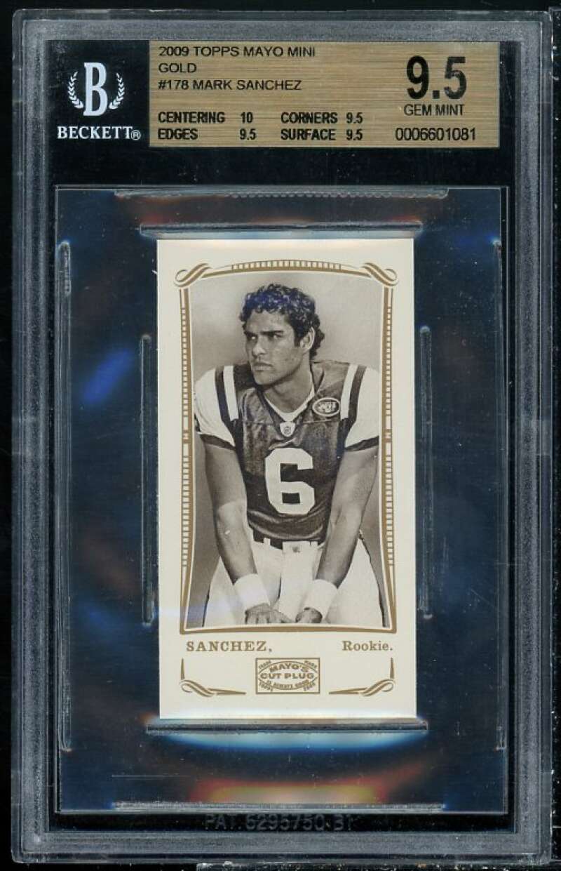 Mark Sanchez Rookie 2009 Topps Mayo Mini Gold #178 BGS 9.5 (10 9.5 9.5 9.5) Image 1