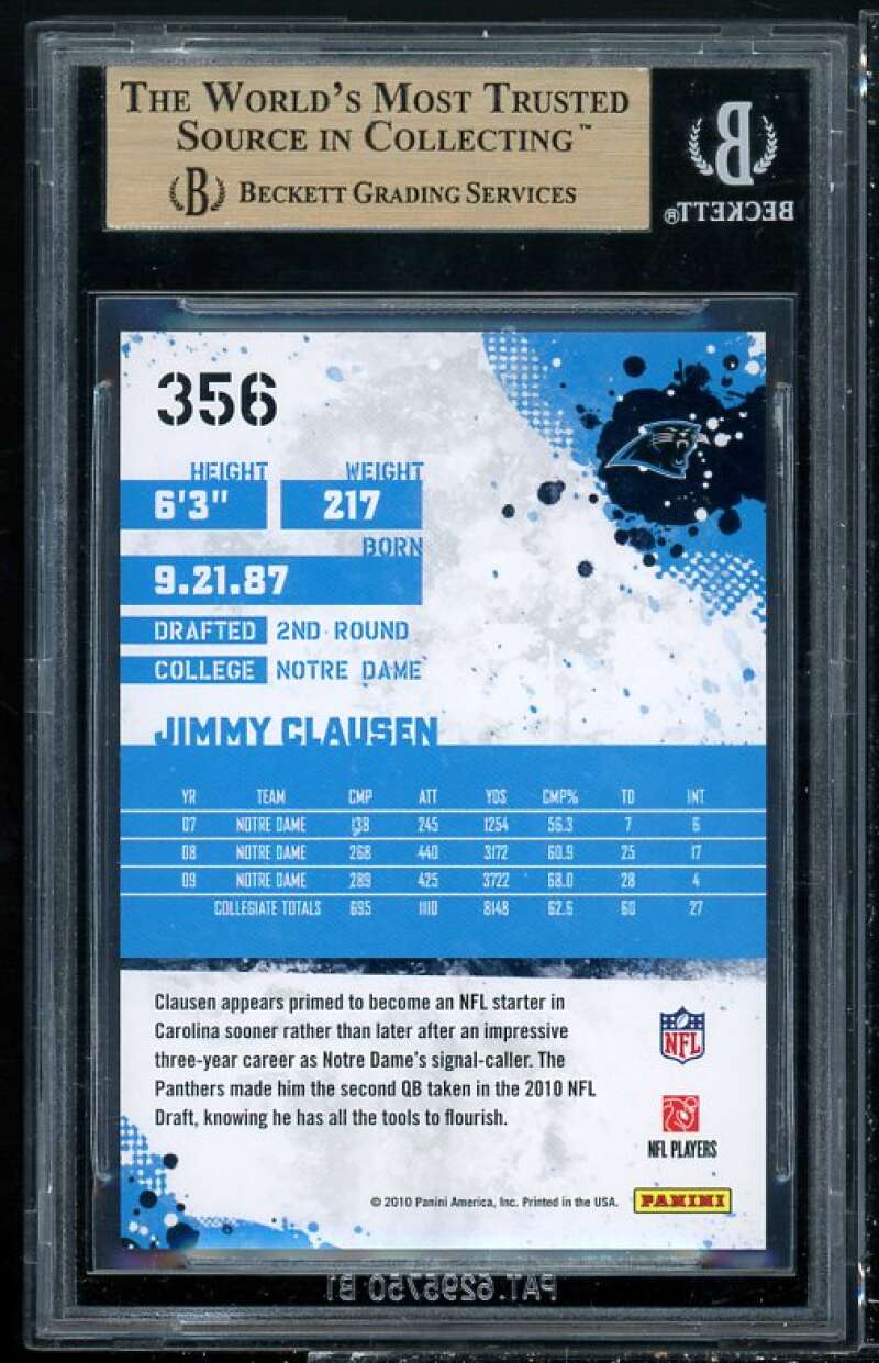 Jimmy Clausen Rookie Card 2010 Score #356 BGS 9.5 (9.5 9.5 9.5 9) Image 2