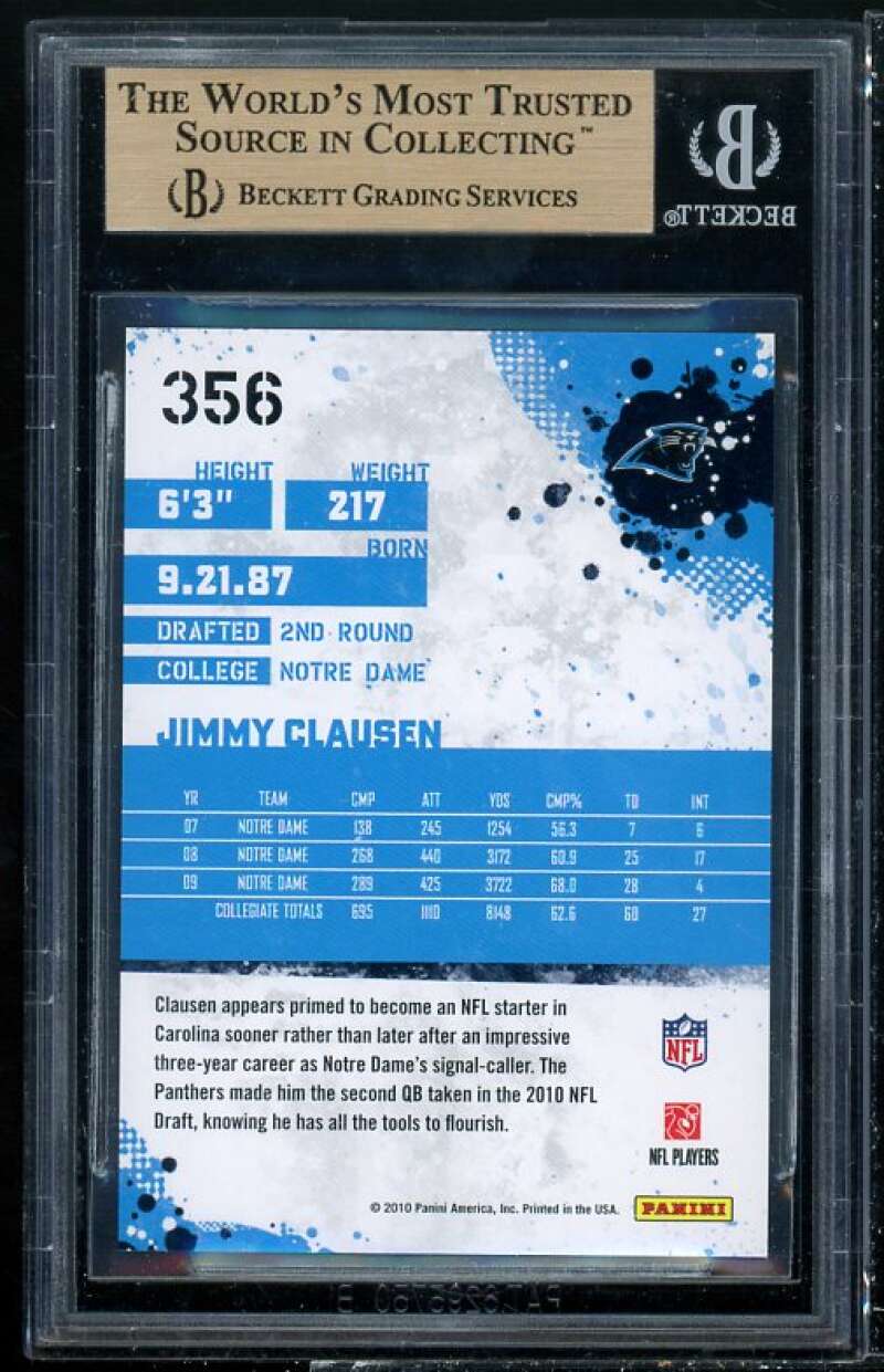 Jimmy Clausen Rookie Card 2010 Score #356 BGS 9.5 (9.5 9.5 9.5 10) Image 2