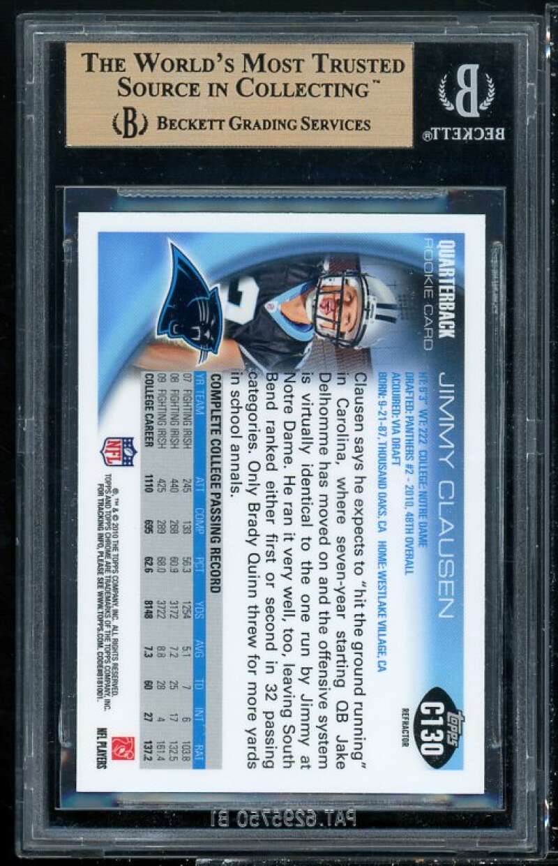 Jimmy Clausen Rookie Card 2010 Topps Chrome Orange Xfractors #C130 BGS 9.5 Image 2