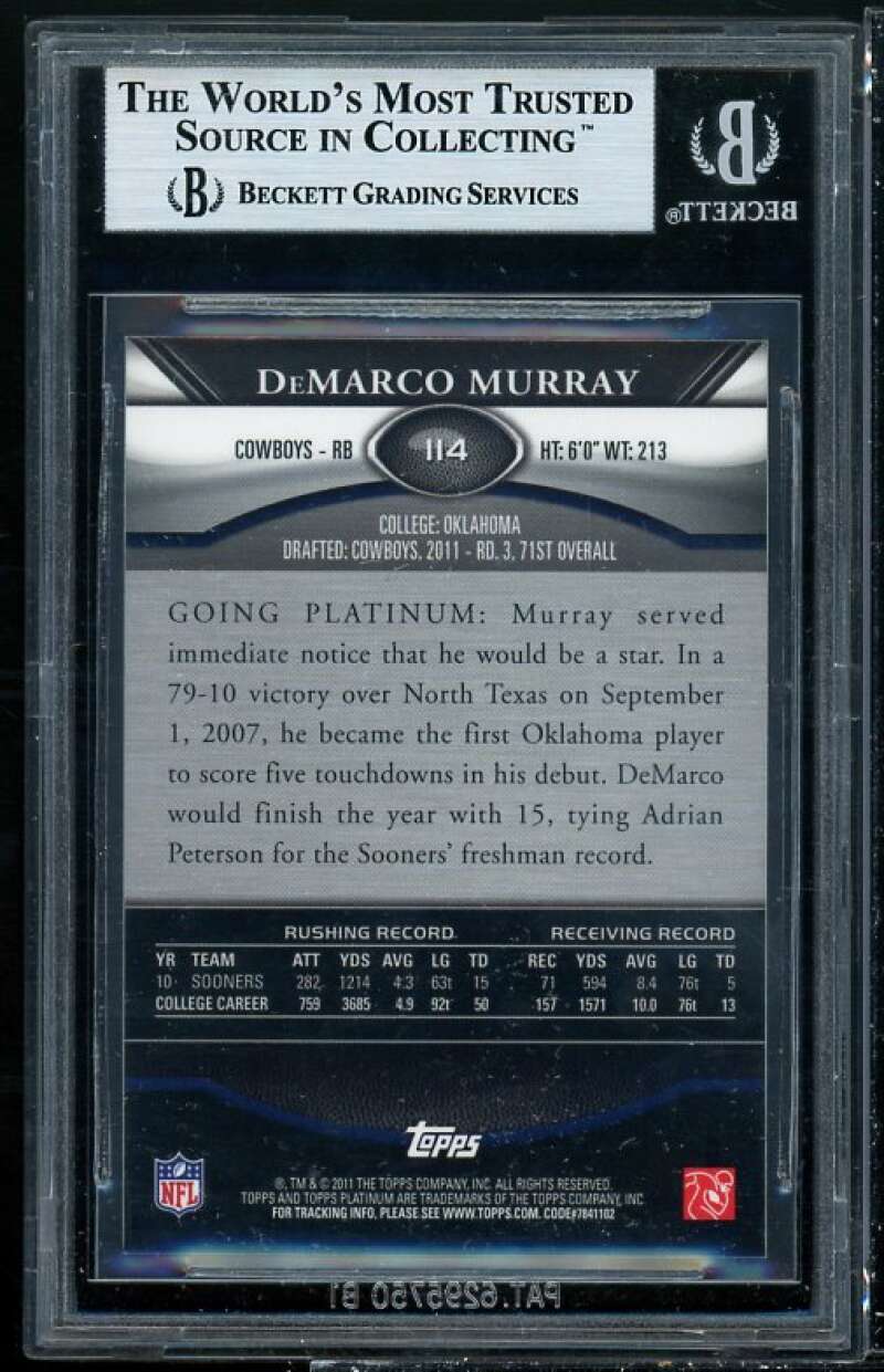 DeMarco Murray Rookie Card 2011 Topps Platinum Xfractors #114 BGS 8.5 Image 2