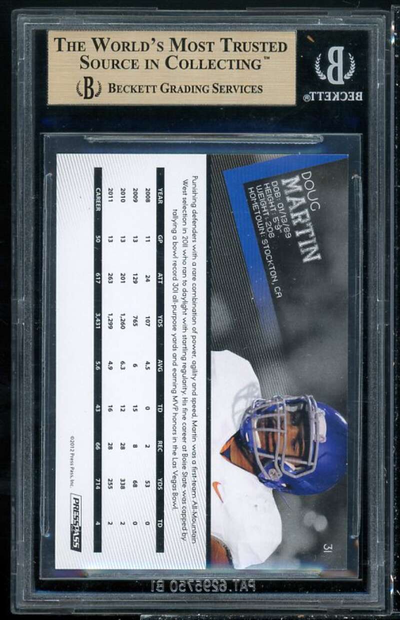 Doug Martin Rookie Card 2012 Press Pass Blue #31 BGS 9.5 (9.5 9 9.5 10) Image 2