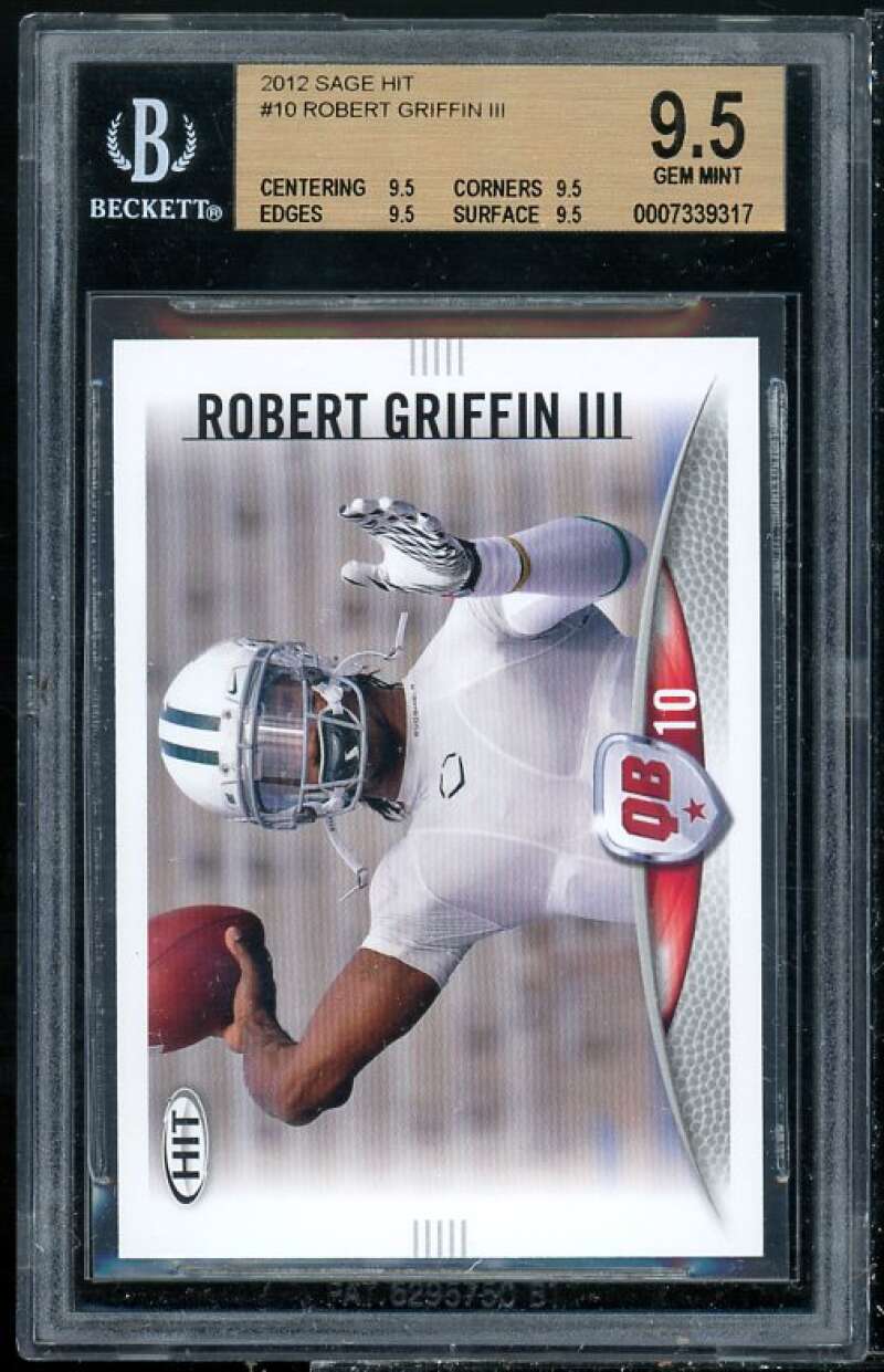 Robert Griffin Rookie Card 2012 Sage Hit #10 BGS 9.5 (9.5 9.5 9.5 9.5) Image 1