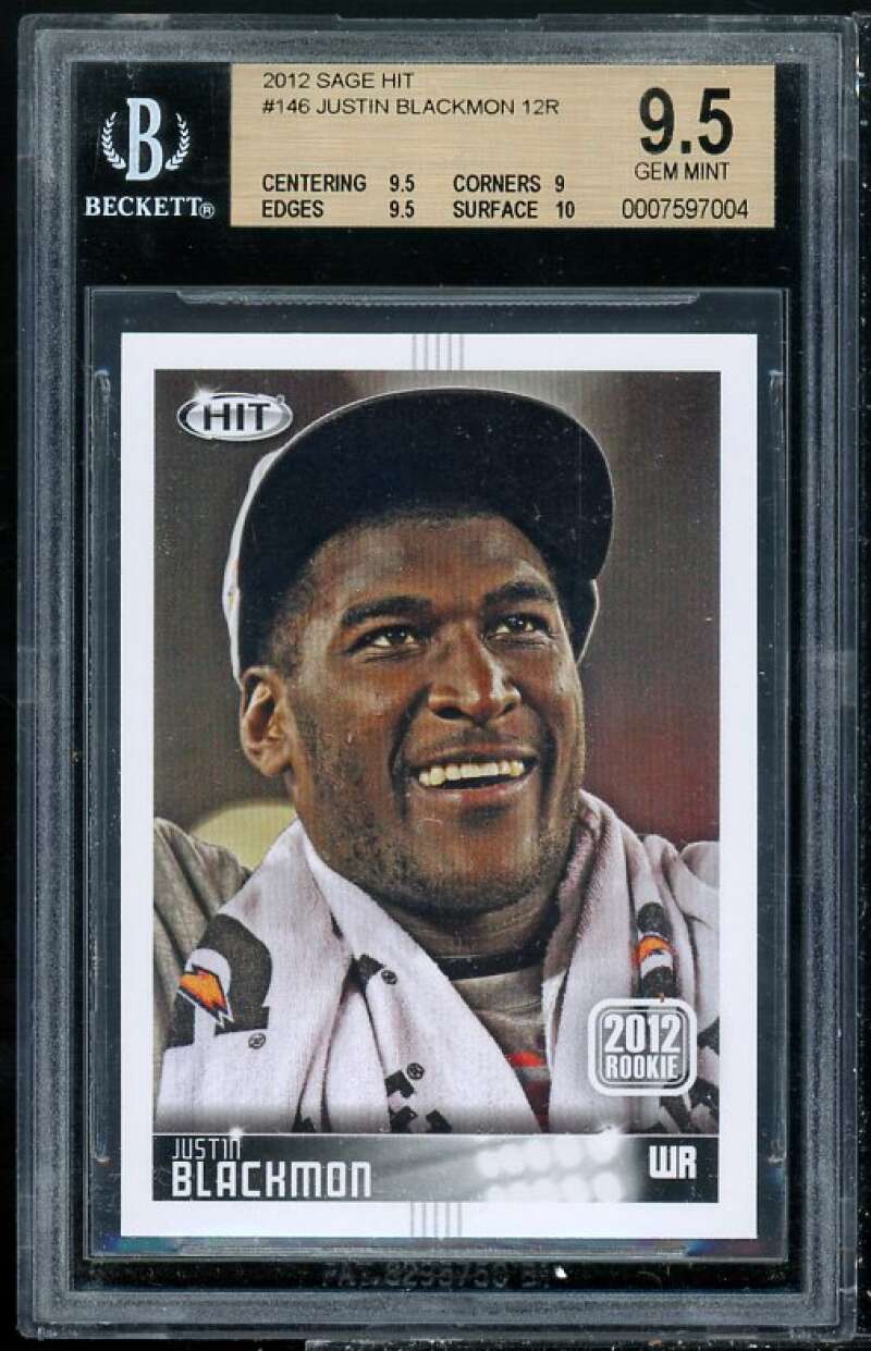 Justin Blackmon Rookie Card 2012 Sage Hit #146 BGS 9.5 (9.5 9 9.5 10) Image 1