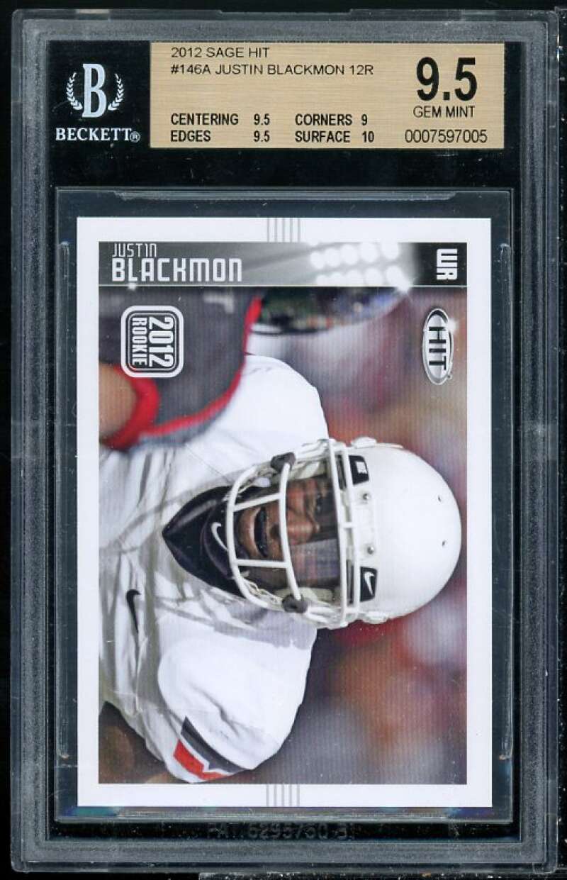 Justin Blackmon Rookie Card 2012 Sage Hit #146 BGS 9.5 (9.5 9 9.5 10) Image 1