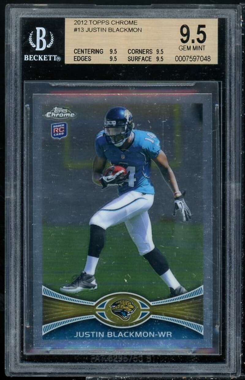 Justin Blackmon Rookie Card 2012 Topps Chrome #13 BGS 9.5 (9.5 9.5 9.5 9.5) Image 1