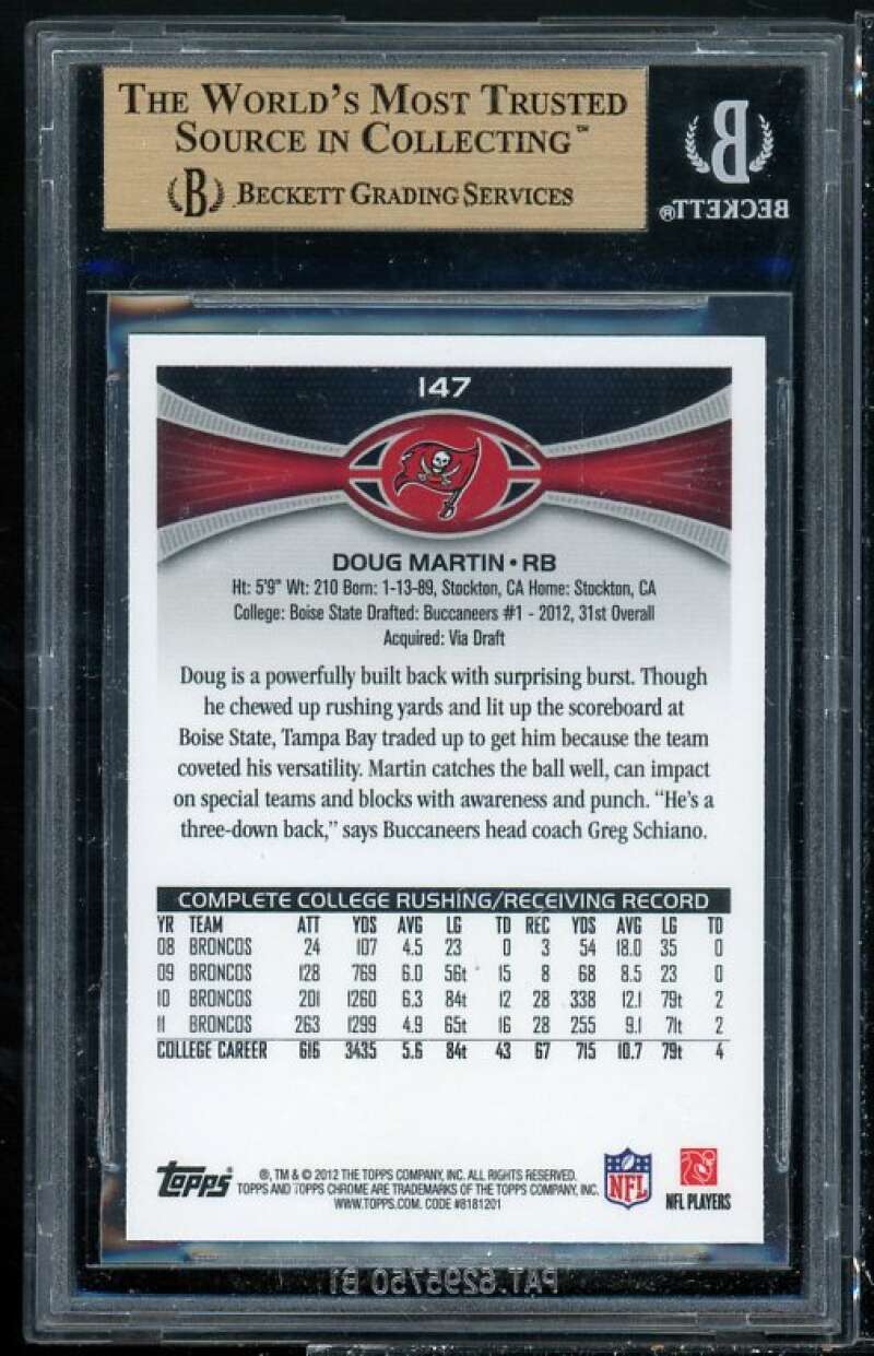 Doug Martin Rookie Card 2012 Topps Chrome #147A BGS 9.5 (9.5 9.5 9.5 9) Image 2