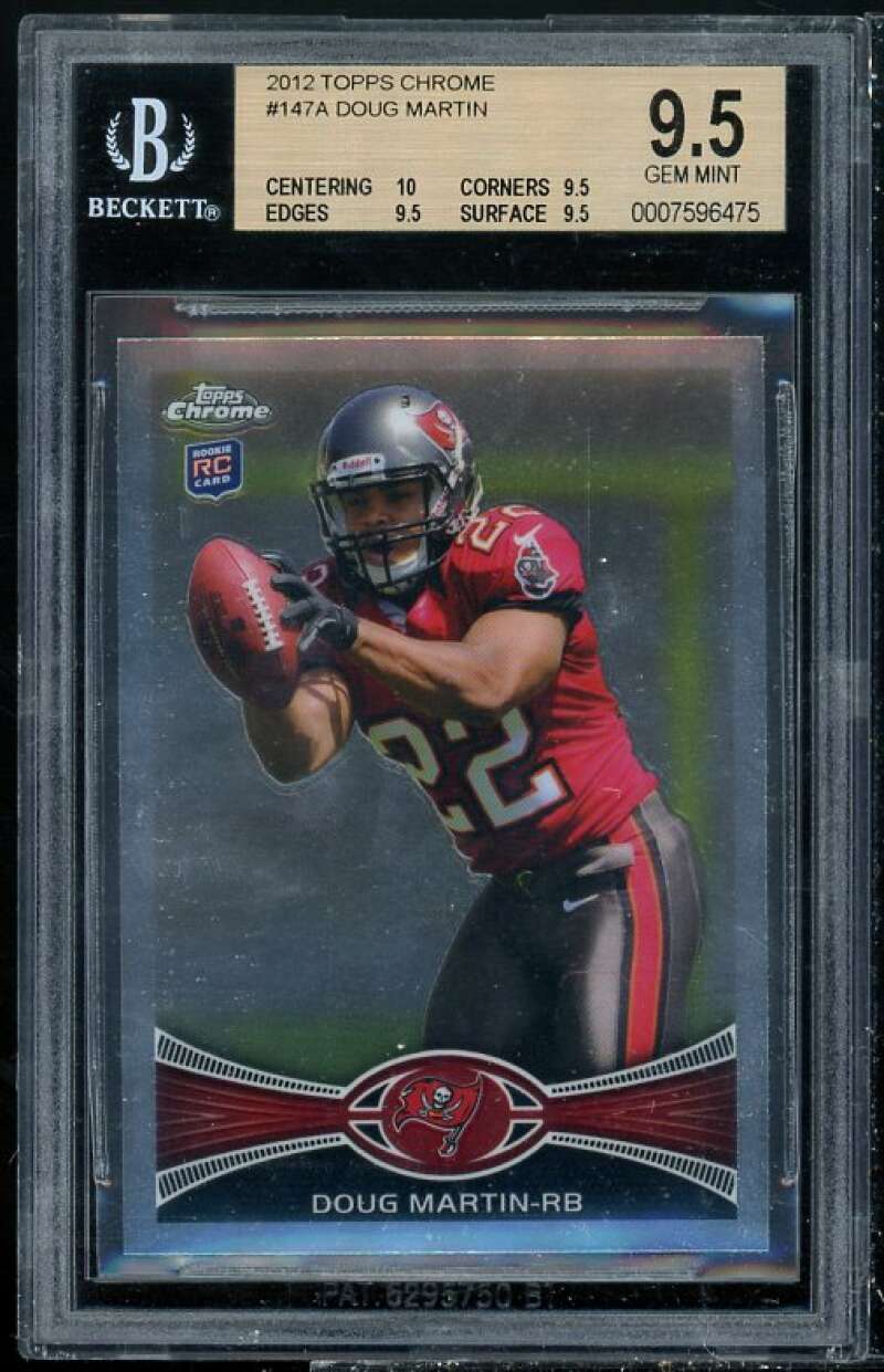 Doug Martin Rookie Card 2012 Topps Chrome #147A BGS 9.5 (10 9.5 9.5 9.5) Image 1