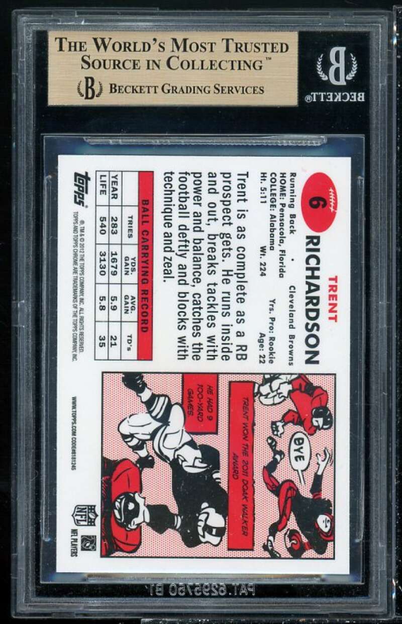 Trent Richardson Rookie Card 2012 Topps Chrome 1957 #6 BGS 9.5 (9.5 10 9.5 9.5) Image 2