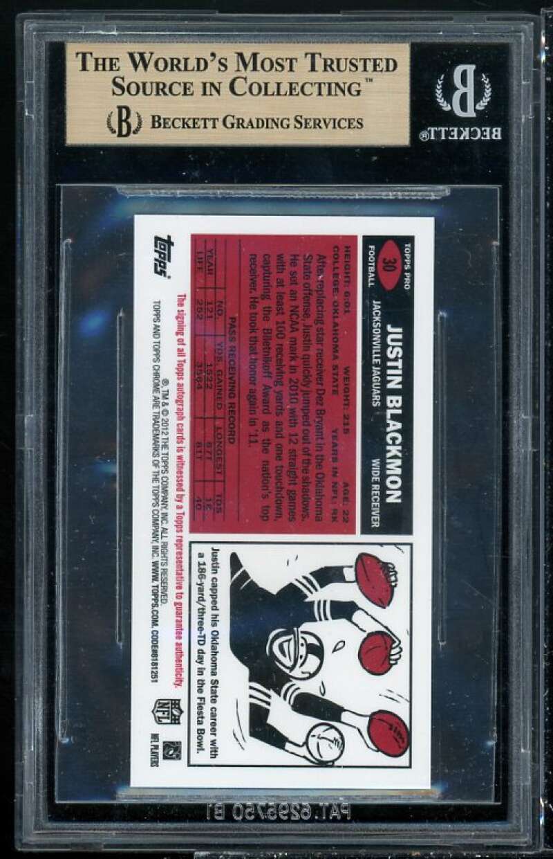 Justin Blackmon Rookie Card 2012 Topps Chrome 1965 #30 BGS 9.5 (9.5 10 9.5 9.5) Image 2