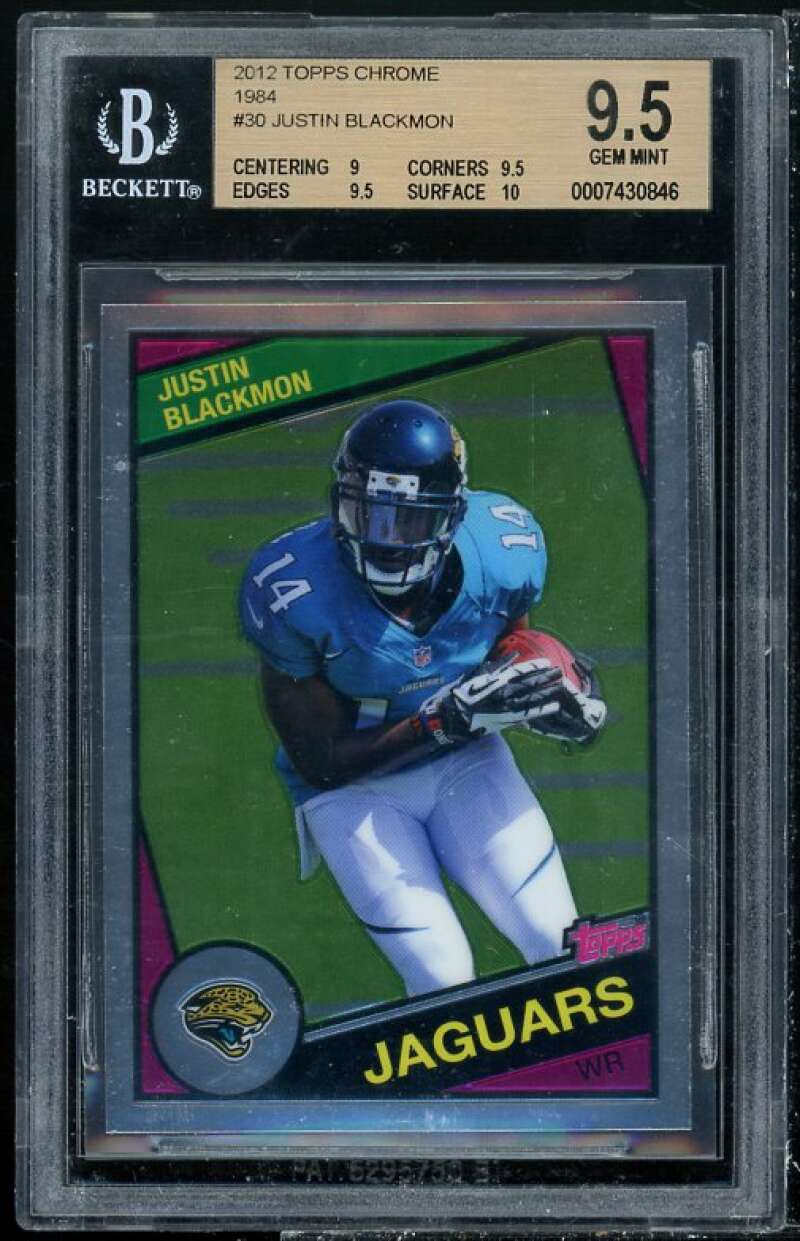 Justin Blackmon Rookie Card 2012 Topps Chrome 1984 #30 BGS 9.5 (9 9.5 9.5 10) Image 1