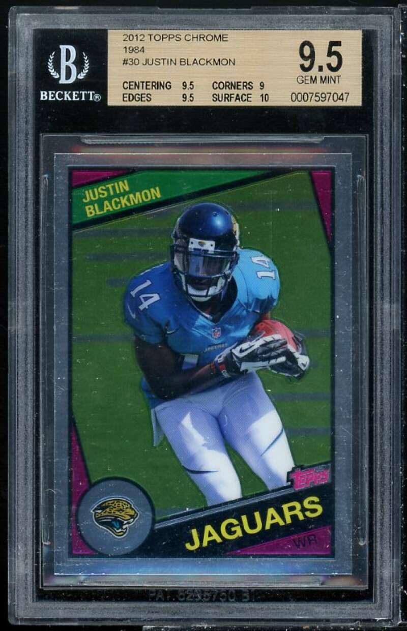 Justin Blackmon Rookie Card 2012 Topps Chrome 1984 #30 BGS 9.5 (9.5 9 9.5 10) Image 1