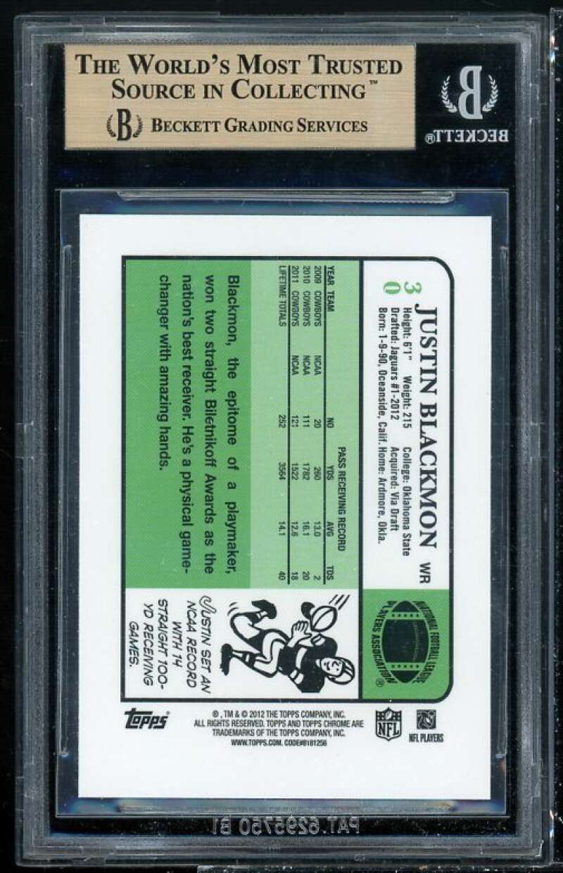 Justin Blackmon Rookie Card 2012 Topps Chrome 1984 #30 BGS 9.5 (9.5 9 9.5 10) Image 2