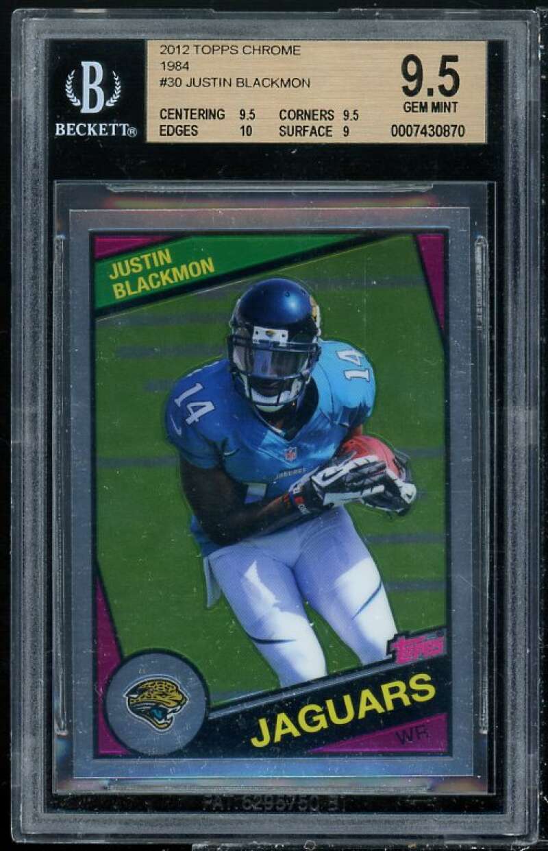 Justin Blackmon Rookie Card 2012 Topps Chrome 1984 #30 BGS 9.5 (9.5 9.5 10 9) Image 1