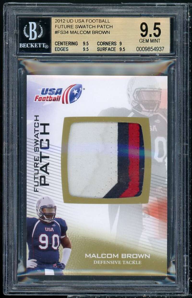 Malcom Brown Rookie Card 2012 UD USA Football Future Swatch Patch #FS34 BGS 9.5 Image 1