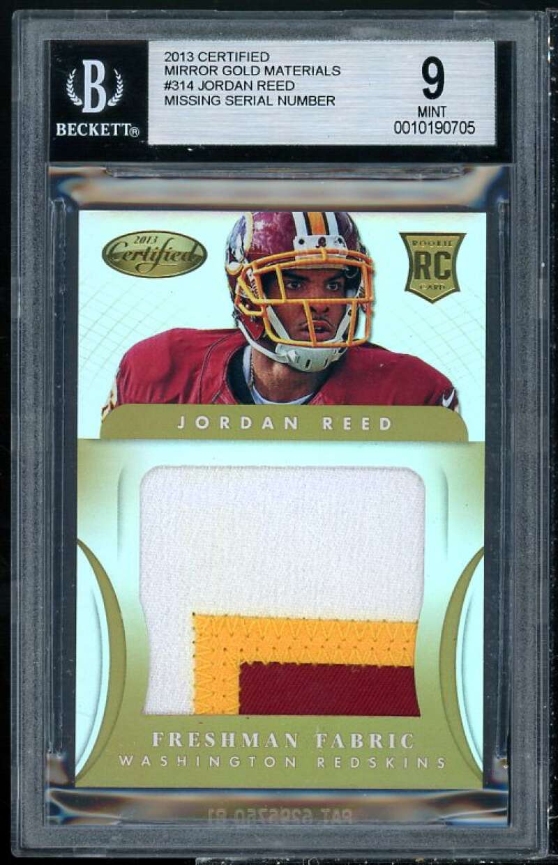 Jordan Reed Rookie Card 2013 Certified Mirror Gold Materials #314 BGS 9 Image 1