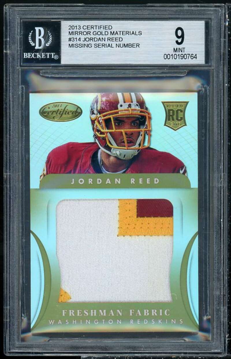 Jordan Reed Rookie Card 2013 Certified Mirror Gold Materials #314 BGS 9 Image 1