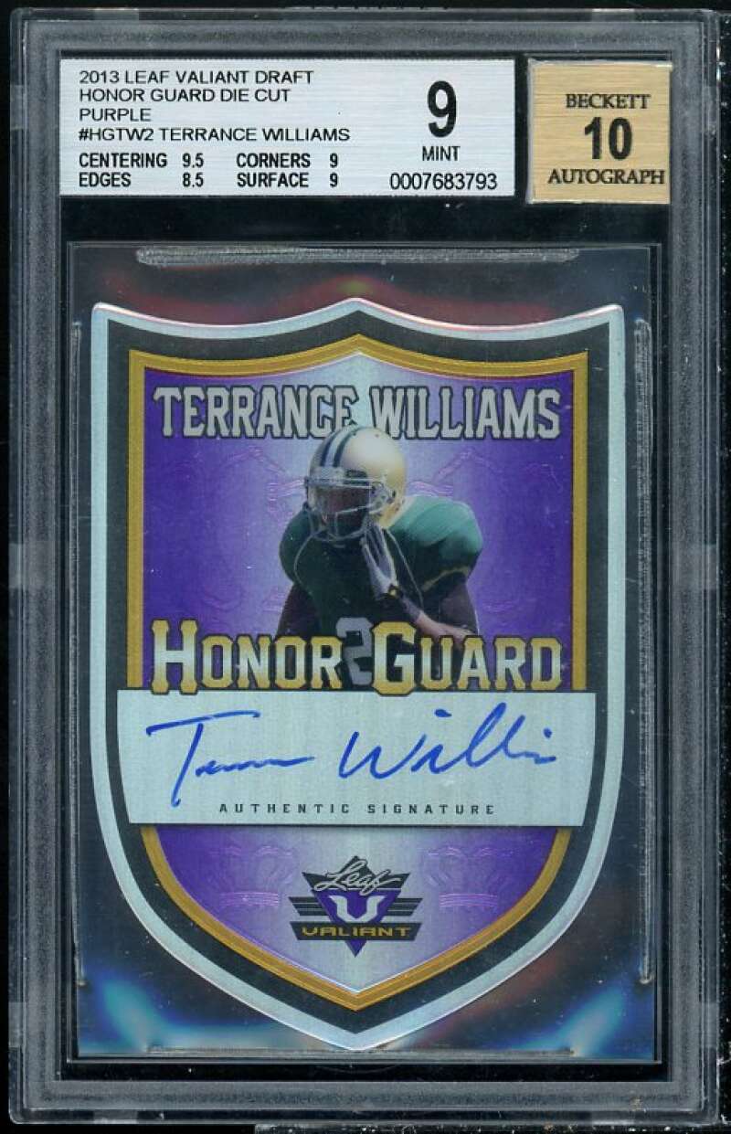 Terrance Williams Rookie 2013 Leaf Valiant Draft Honor Guard DC Purple #2 BGS 9 Image 1