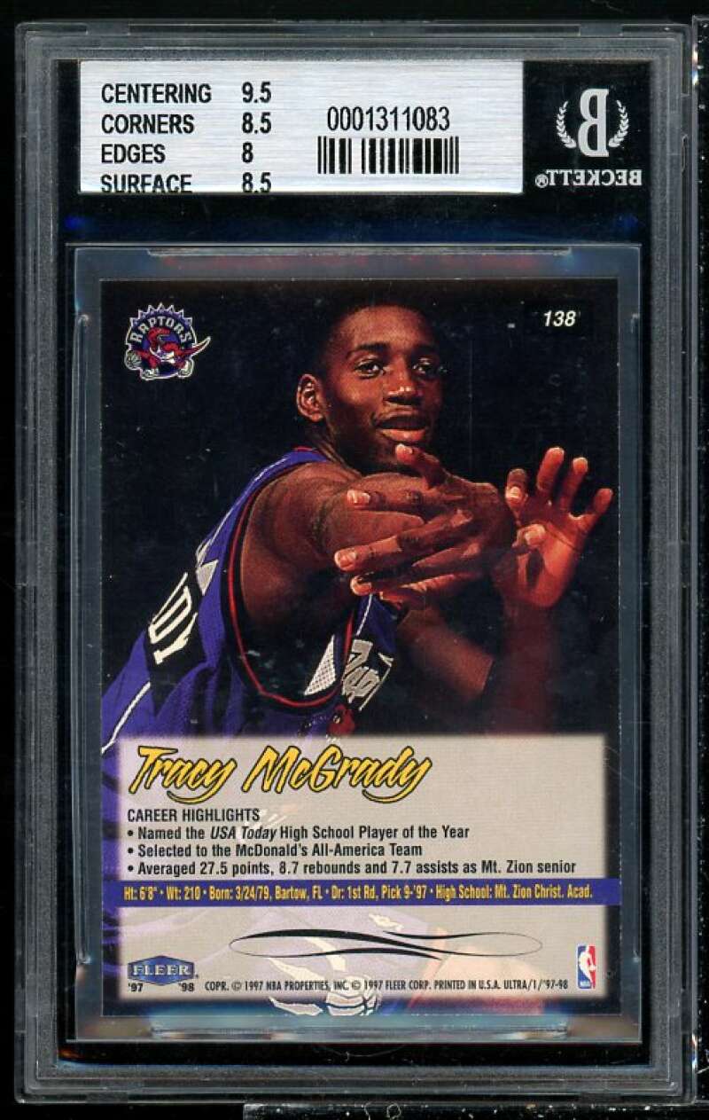 Tracy McGrady Rookie Card 1997-98 Ultra #138 BGS 8.5 (9.5 8.5 8 8.5) Image 2