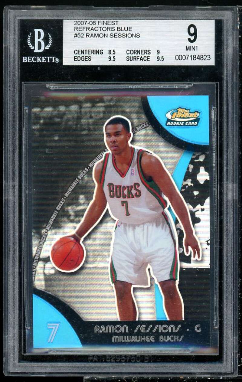 Ramon Sessions Rookie 2007-08 Finest Refractors Blue #52 BGS 9 (8.5 9 9.5 9.5) Image 1