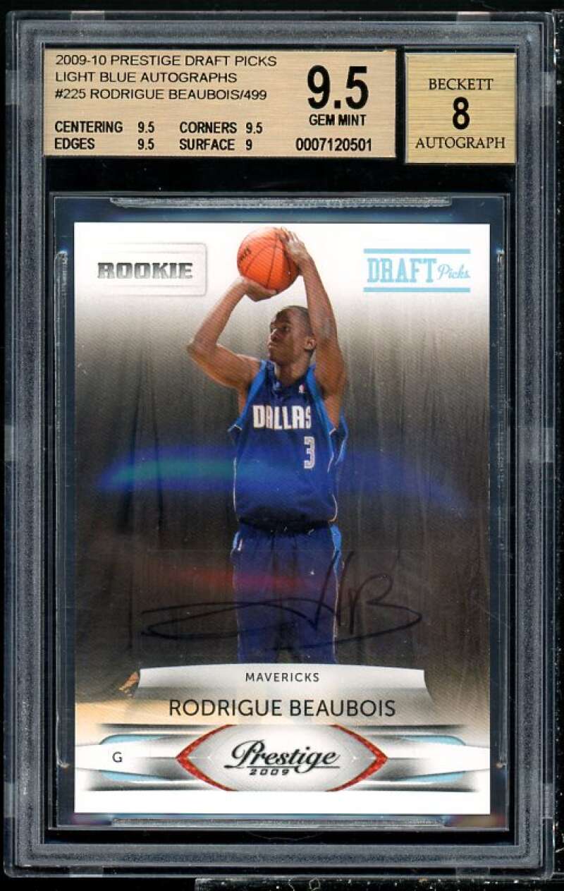 Rodrigue Beaubois Rookie 2009-10 Prestige Draft Picks Light Blue Auto BGS 9.5 Image 1