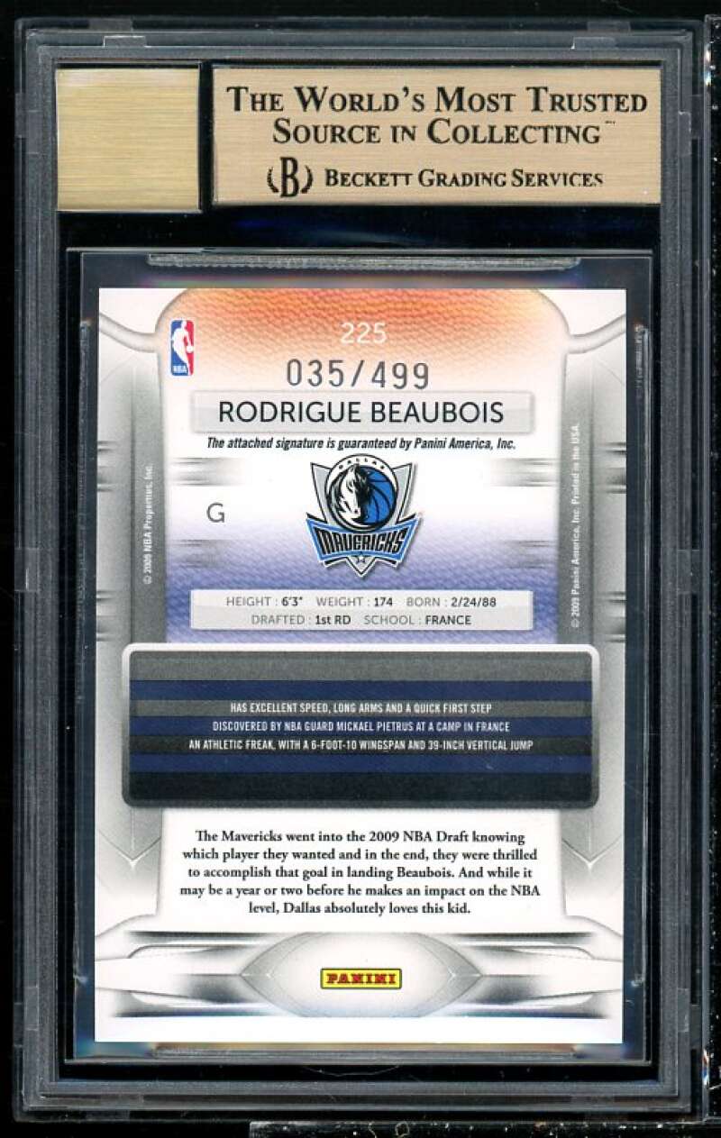 Rodrigue Beaubois Rookie 2009-10 Prestige Draft Picks Light Blue Auto BGS 9.5 Image 2