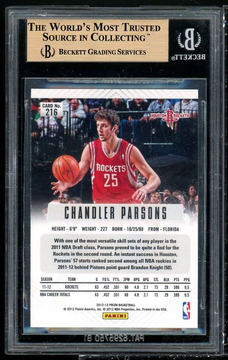 Chandler Parsons Rookie Card 2012-13 Panini Prizm #216 BGS 9.5 (10 9.5 9 9.5) Image 2