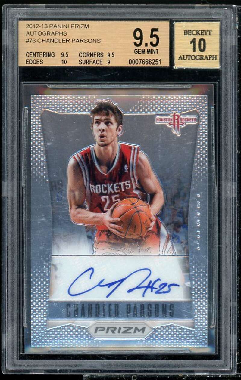 Chandler Parsons Rookie Card 2012-13 Panini Prizm Autographs #73 BGS 9.5 Image 1