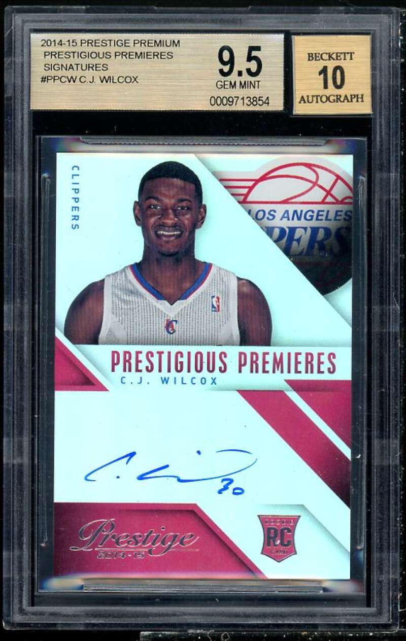 C.J. Wilcox Rookie 2014-15 Prestige Premium Premieres Signatures #CW BGS 9.5 Image 1