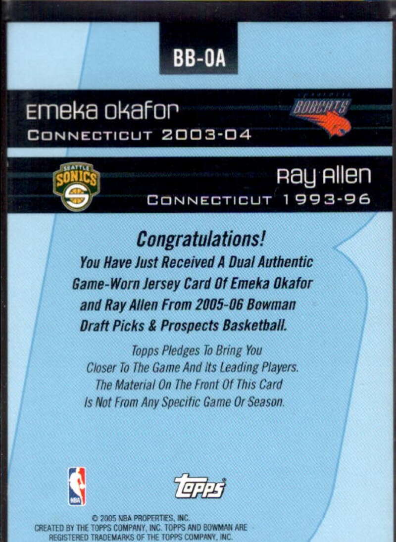 Emeka Okafor/Ray Allen Card 2005-06 Bowman Beginnings Relics #OA  Image 2