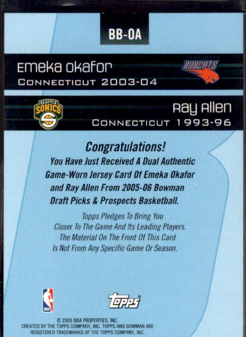 Emeka Okafor/Ray Allen Card 2005-06 Bowman Beginnings Relics #OA  Image 2