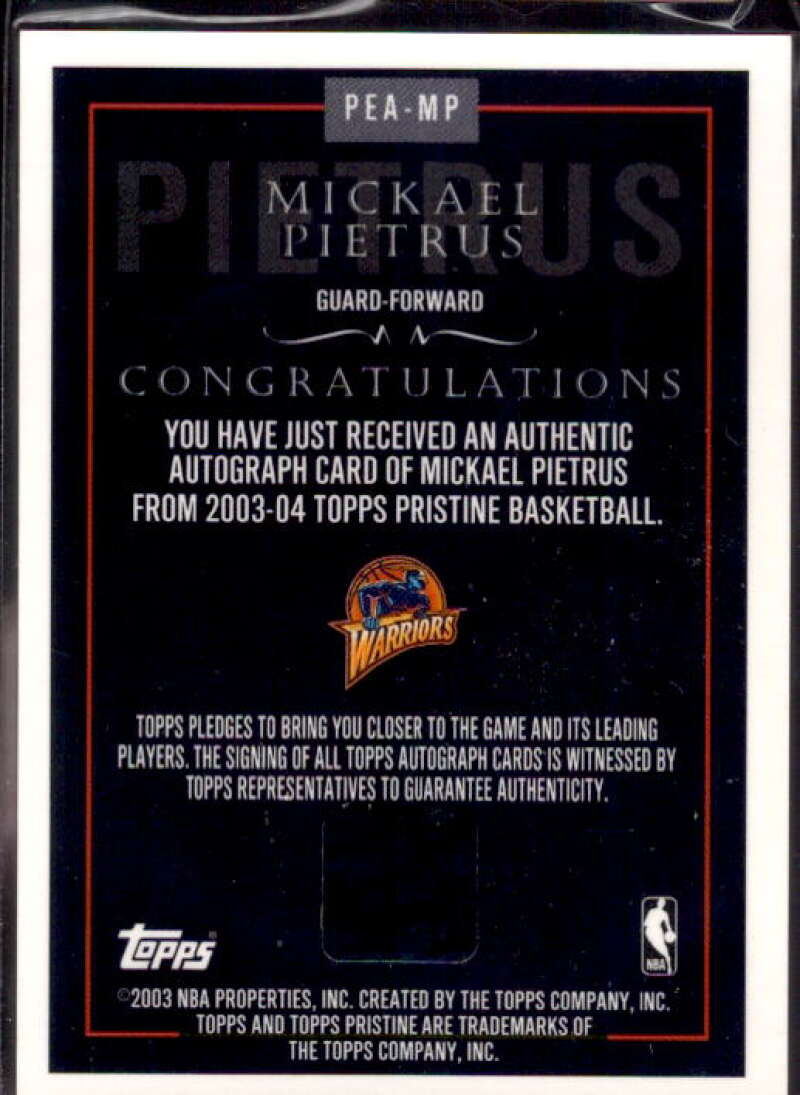 Mickael Pietrus Rookie Card 2003-04 Topps Pristine Personal Endorsements #MP  Image 2