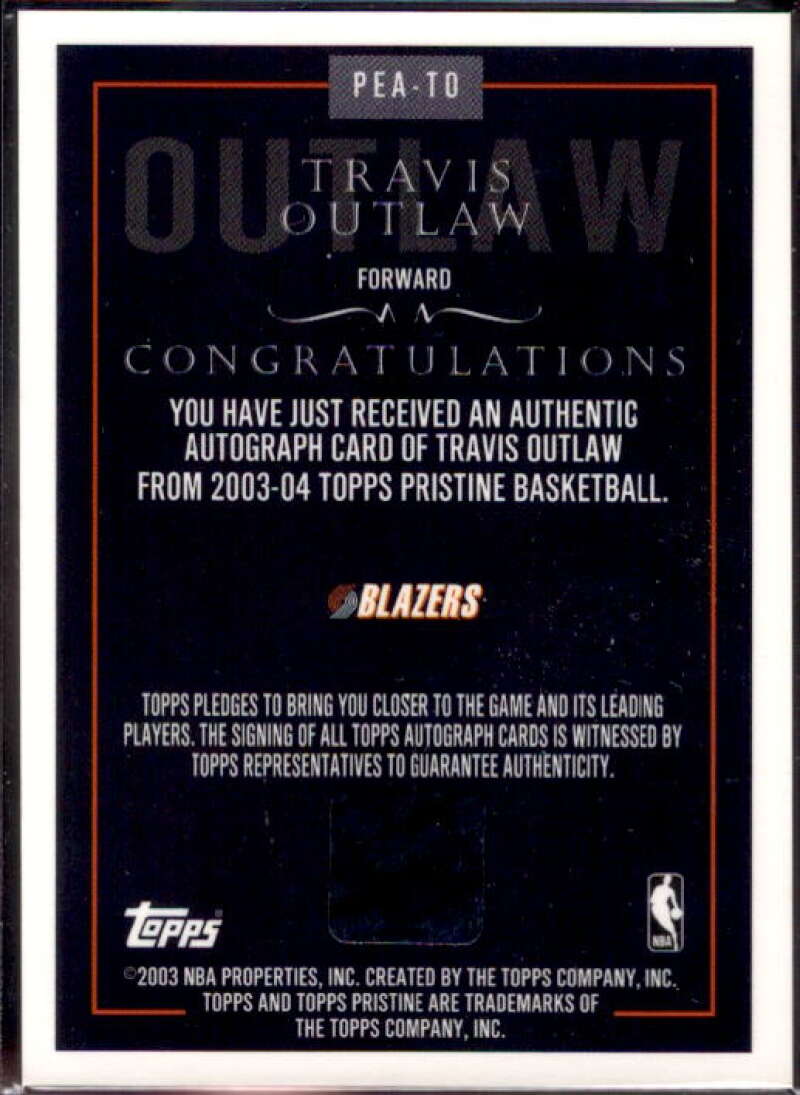 Travis Outlaw Rookie Card 2003-04 Topps Pristine Personal Endorsements #TO  Image 2