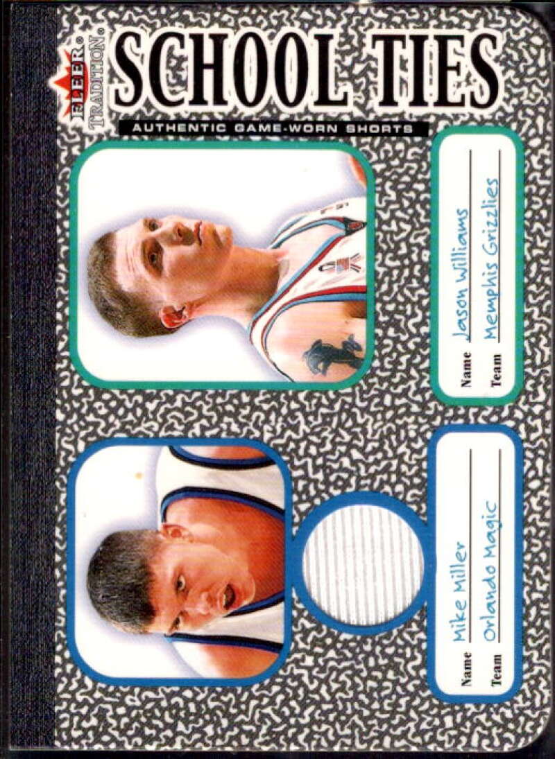 Miller Shorts/ Williams 2002 Fleer Tradition School Ties Game-Used Single #ST3A  Image 1