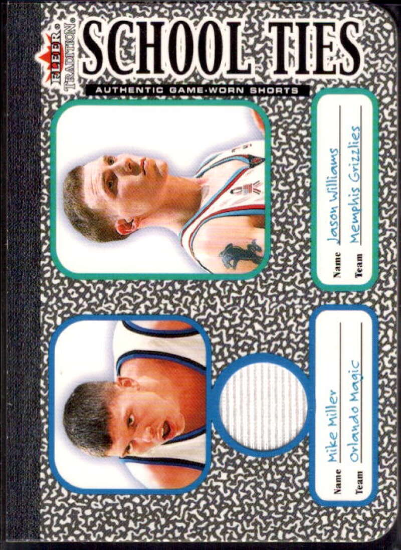 Miller Shorts/Williams 2002 Fleer Tradition School Ties Game-Used Single #ST3A  Image 1