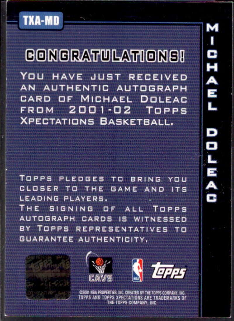 Michael Doleac Card 2001-02 Topps Xpectations Autographs #TXAMD  Image 2