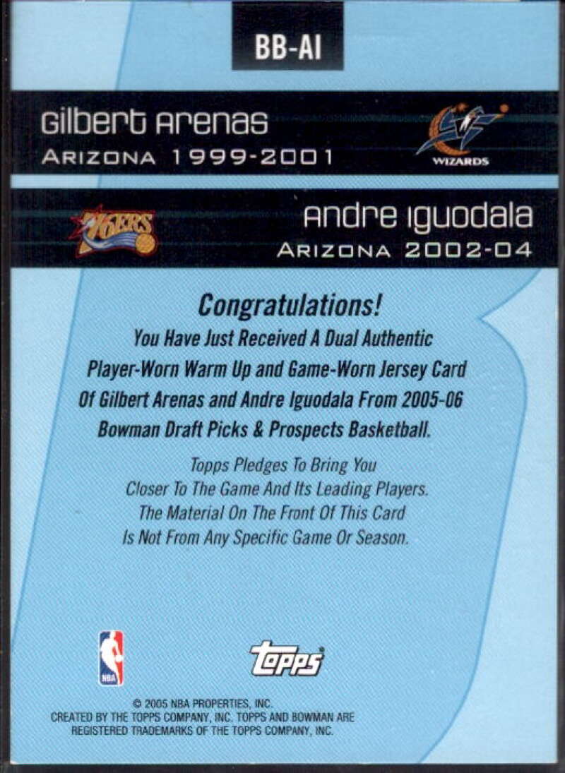 Gilbert Arenas Warm/Andre Iguodala Card 2005-06 Bowman Beginnings Relics #AI  Image 2