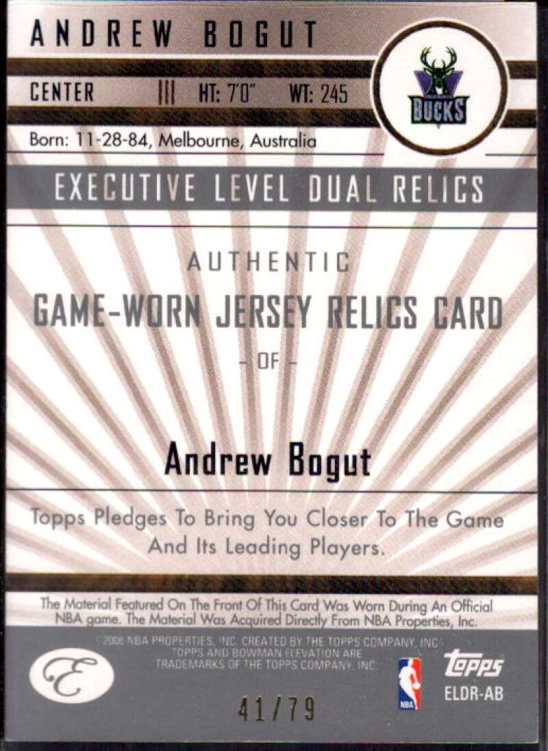 Andrew Bogut 2006-07 Bowman Elevation Executive Level Relics Dual Blue #DRAB  Image 2