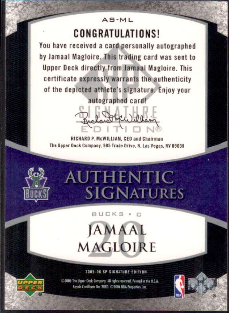 Jamaal Magloire Card 2005-06 SP Signature Edition Signatures #ML  Image 2