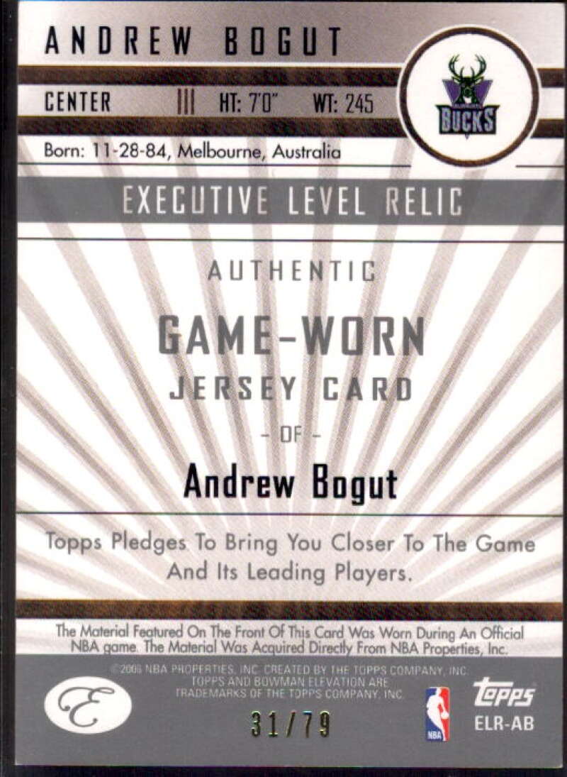 Andrew Bogut Card 2006-07 Bowman Elevation Executive Level Relics Blue #RAB  Image 2