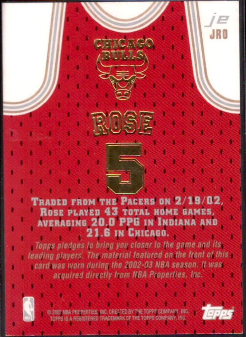 Jalen Rose Card 2002-03 Topps Jersey Edition #JEJRO  Image 2