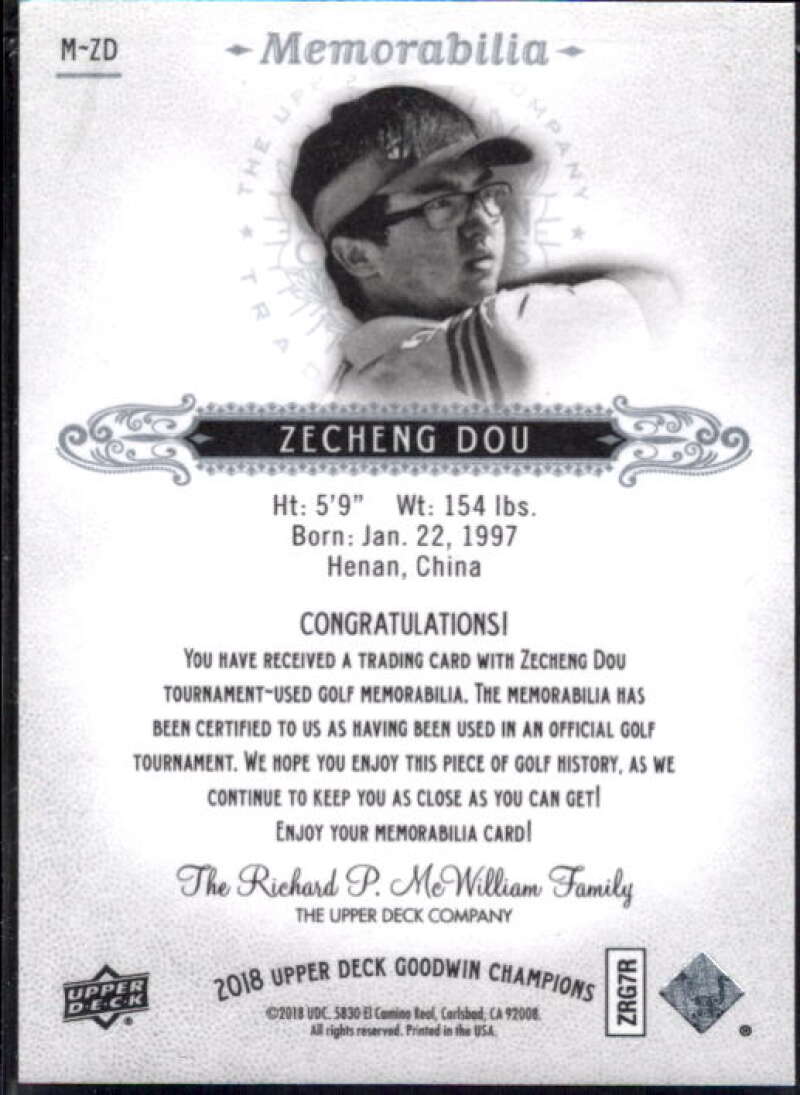 Zecheng Dou Card 2018 Upper Deck Goodwin Champions Memorabilia #MZD  Image 2